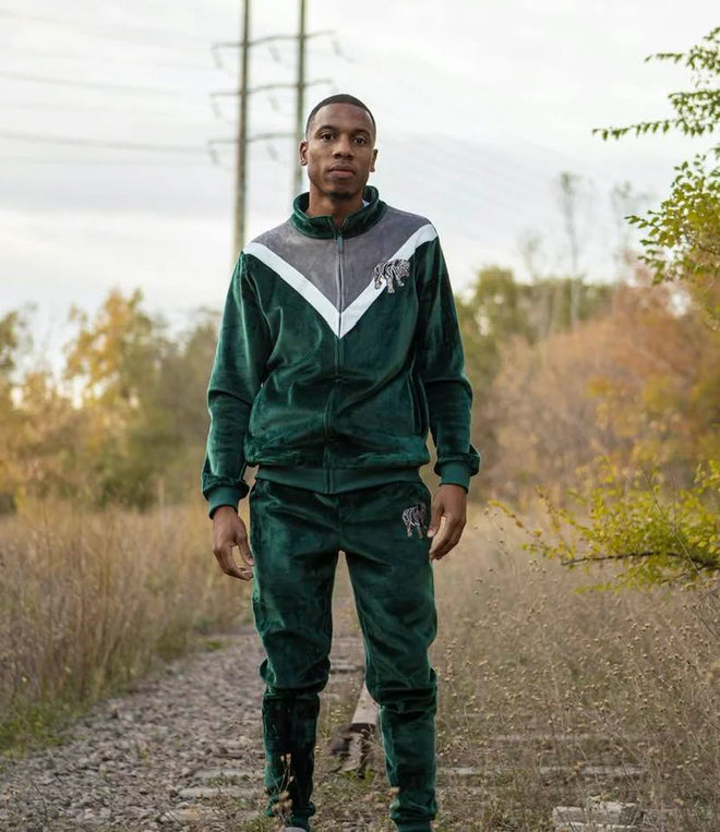 VELOUR MATTHEW BULLDOG JOGGING BOTTOMS