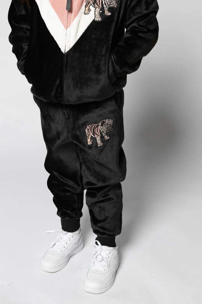 KIDS VELOUR MATTHEW BULLDOG JOGGING BOTTOMS