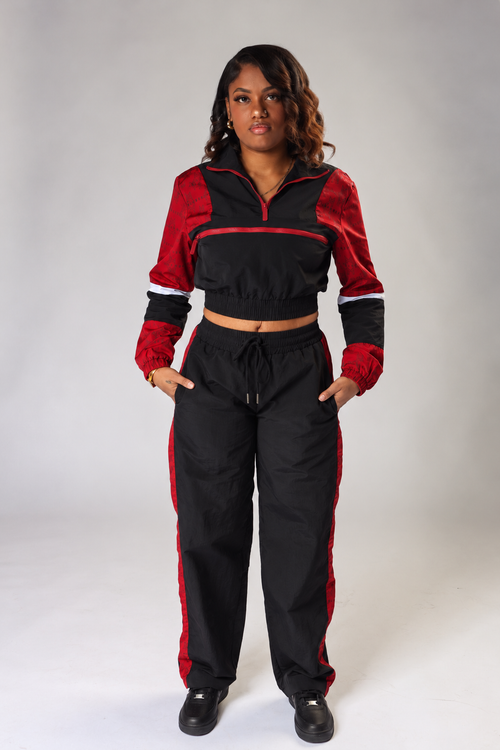 MCMILLIONS WOMEN TWO TONE MONOGRAM  WINDBREAKER TOP