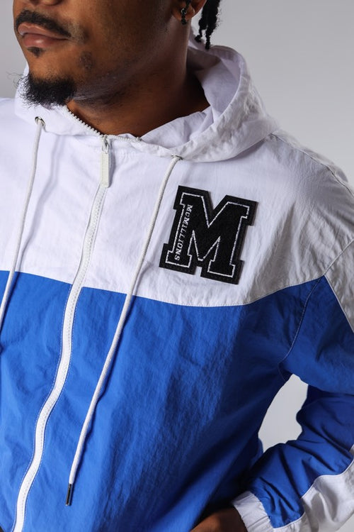 TWO TONE CHENILLE PATCH WINDBREAKER JACKET