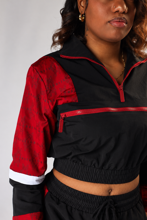 MCMILLIONS WOMEN TWO TONE MONOGRAM  WINDBREAKER TOP