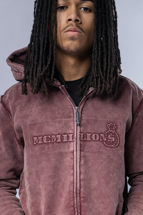 Embossed Acid Wash Hoodie