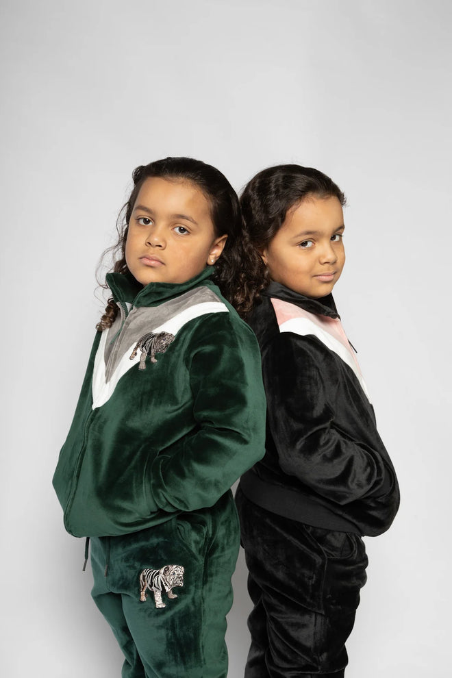 KIDS VELOUR MATTHEW BULLDOG JOGGING BOTTOMS